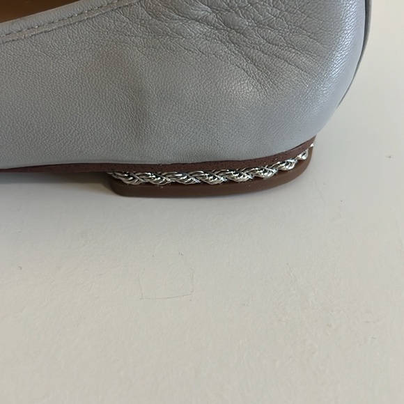 Sam Edelman Meadow Slip On Gray Leather Ballet Flats with Silver Chain Detail 9 - Picture 5 of 9